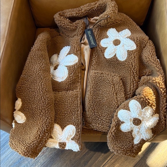 NWT Free People Love Life Brown and Cream Floral Jacket, M. - Picture 5 of 6